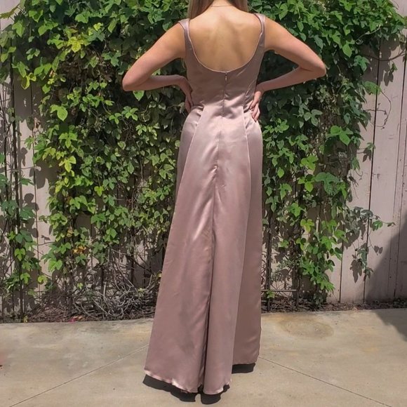 Vintage Watters and Watters Champagne Satin Bridesmaid Dress Size 2 - Picture 5 of 15